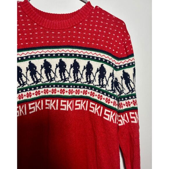American Eagle Ski Sweater Men’s Medium Red Fair Isle Knit Winter Holiday Retro - Picture 2 of 4